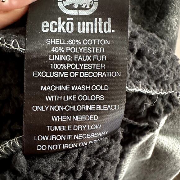 Ecko Unltd Men’s Graphic Zip Hoodie Sherpa Lined Jacket XL Streetwear Black Red - Picture 7 of 9